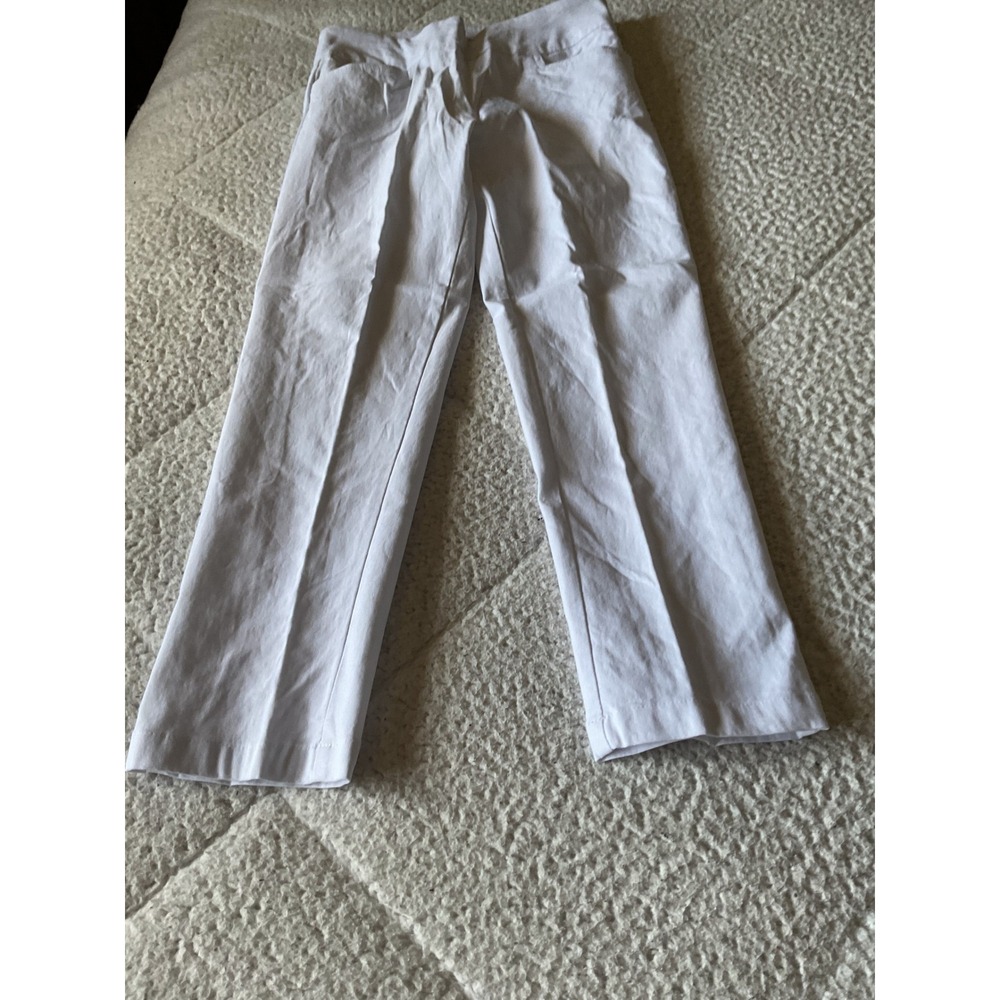 Tag Dress Pants Women Size 8 White Excellent Stretch Straight Leg Trousers